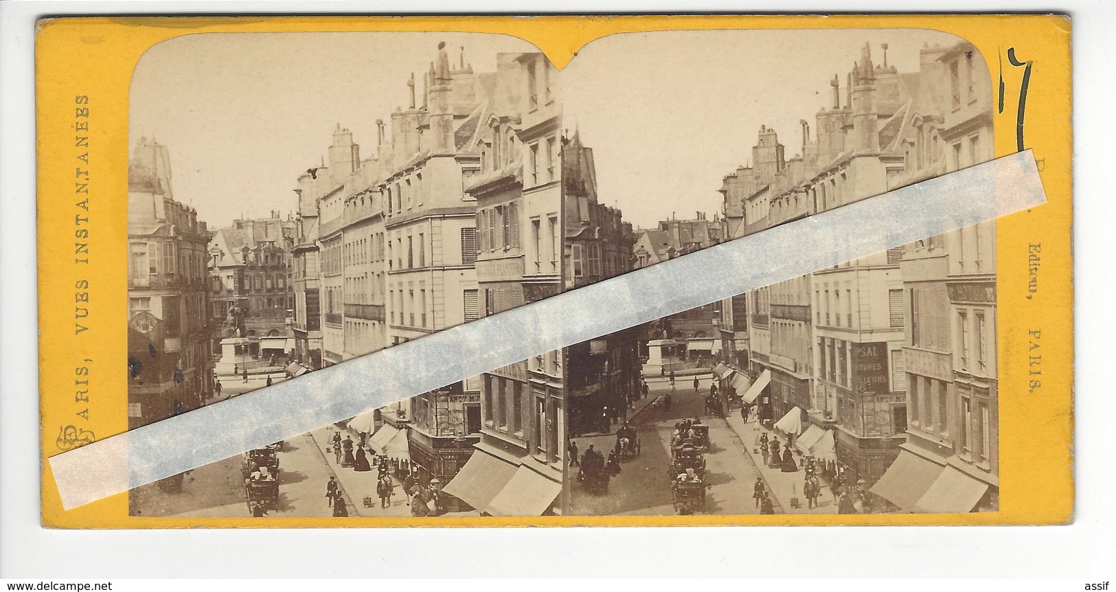 PHOTO STEREO CIRCA 1870 PARIS PLACE DES VICTOIRES /FREE SHIPPING REGISTERED - Stereoscopic