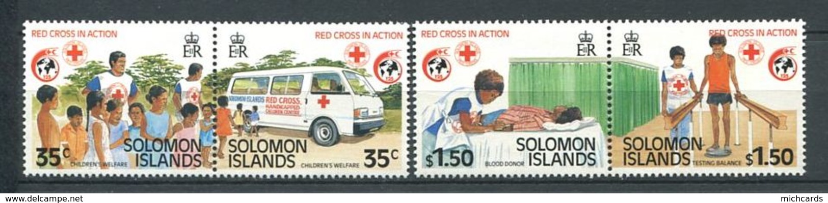 237 SALOMON 1989 - Yvert 670/73 - Croix Rouge Ambulance - Neuf **(MNH) Sans Trace De Charniere - Salomon (Iles 1978-...)