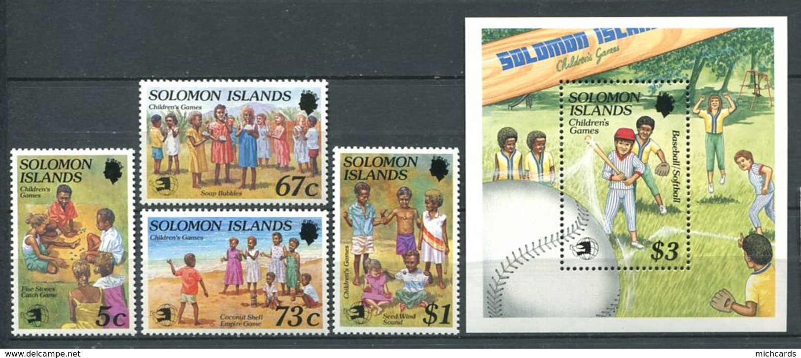 237 SALOMON 1989 - Yvert 682/85 BF 27 - Jeu Enfant Base Ball Osselet ... - Neuf **(MNH) Sans Trace De Charniere - Salomon (Iles 1978-...)