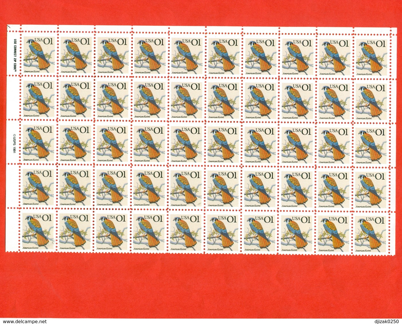 United States 1991.Bird. Half A Sheet. - Unused Stamps