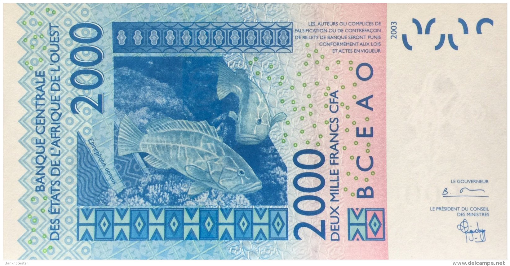 West African States 2.000 Francs, P-116Aa (2003) - UNC - IVORY COAST - États D'Afrique De L'Ouest