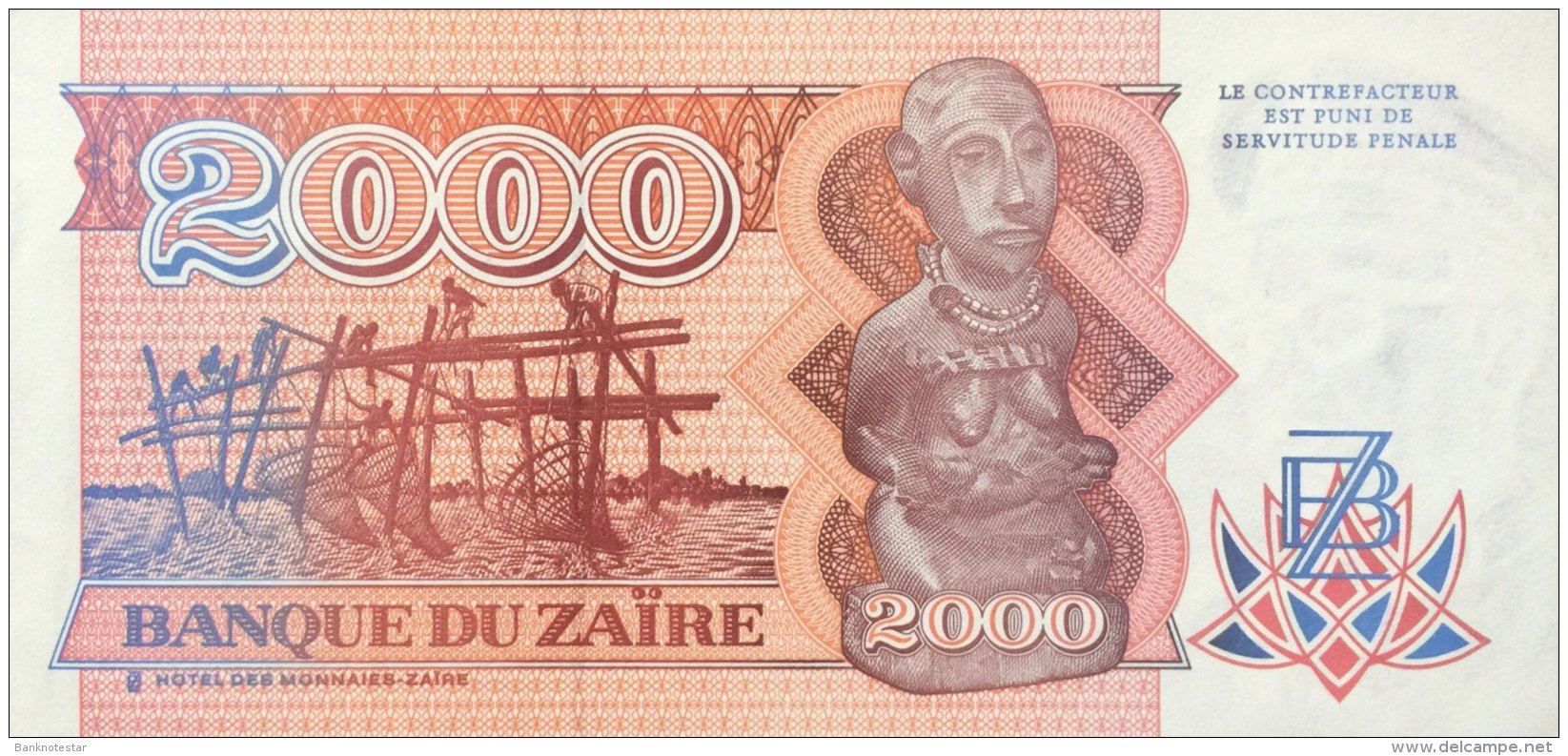 Zaire 2.000 Zaires, P-36a (1.10.91) - UNC - Zaire