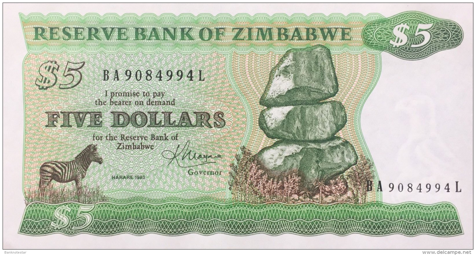 Zimbabwe 5 Dollars, P-2c (1983) - UNC - Simbabwe