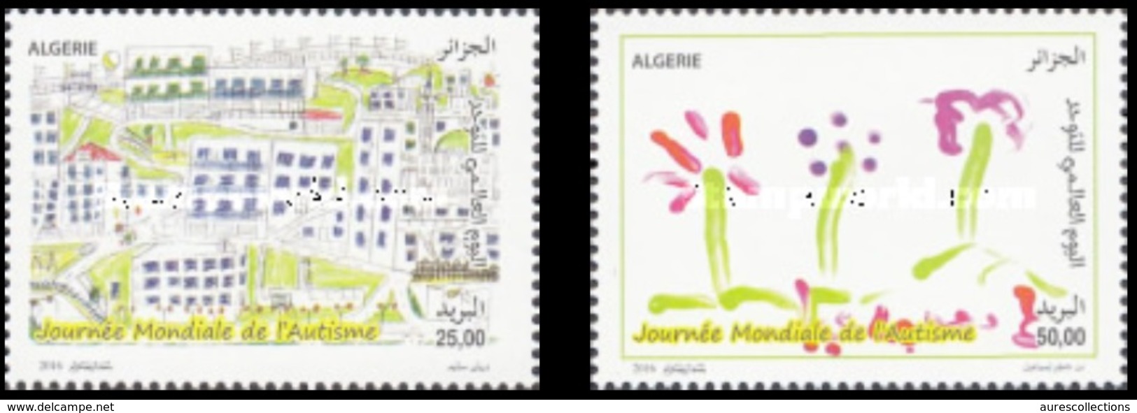 ALGERIE ALGERIA 2016 AUTISM AUTISME MALADIES MEDECINE HEALTH TREES CHILDREN PAINTINGS DESSINS ENFANTS MNH ** - Other & Unclassified