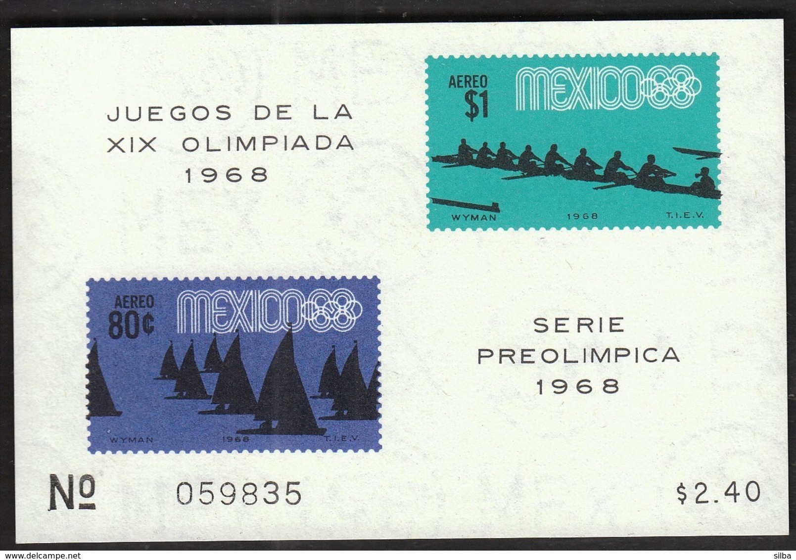 Mexico / Olympic Games Mexico 1968 / Rowing, Sailing / Michel Bl 13 / MNH - Sommer 1968: Mexico