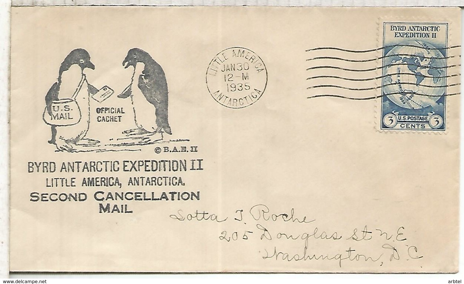 ESTADOS UNIDOS USA 1935 EXPEDICION ANTARTIDA RICHARD BYRD ANTARCTIC AL DORSO MAT - Expediciones Antárticas