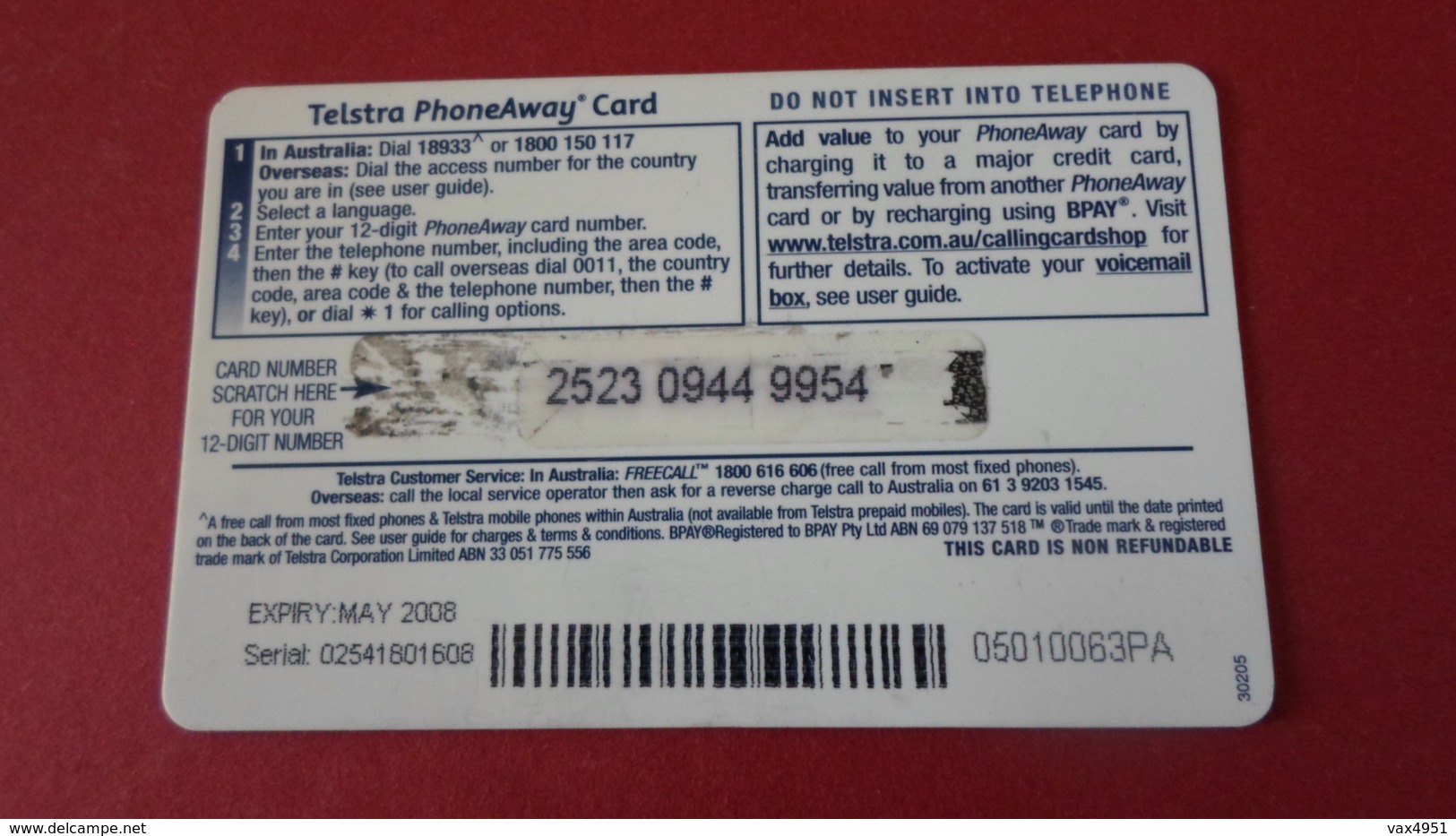 TELECARTE  AUSTRALIA  TELSTRA PHOENAWAY   *****    RARE      A  SAISIR   ****** - Neukaledonien