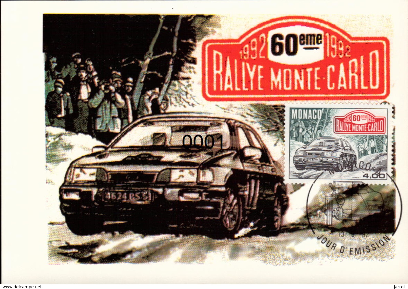 1816 60ème Rallye De Montecarlo 13/03/1992 - Cartas Máxima