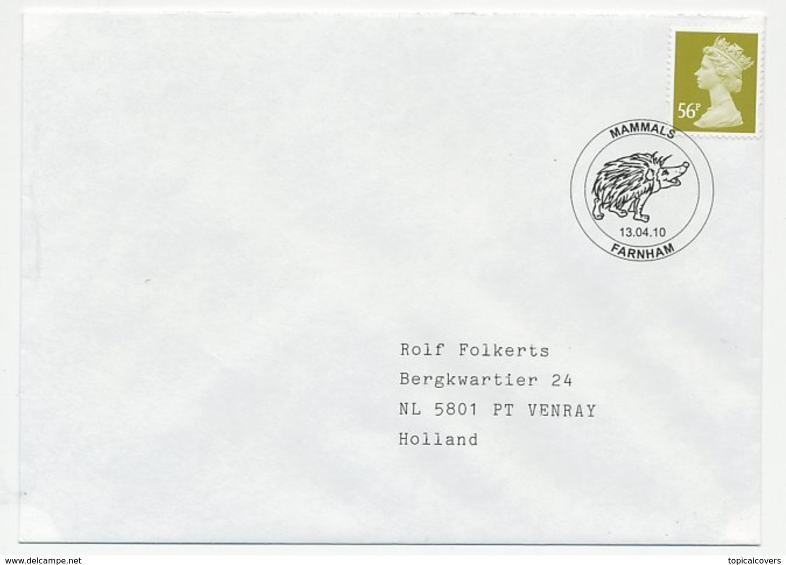 Cover / Postmark GB / UK 2010 Hedgehog - Other & Unclassified