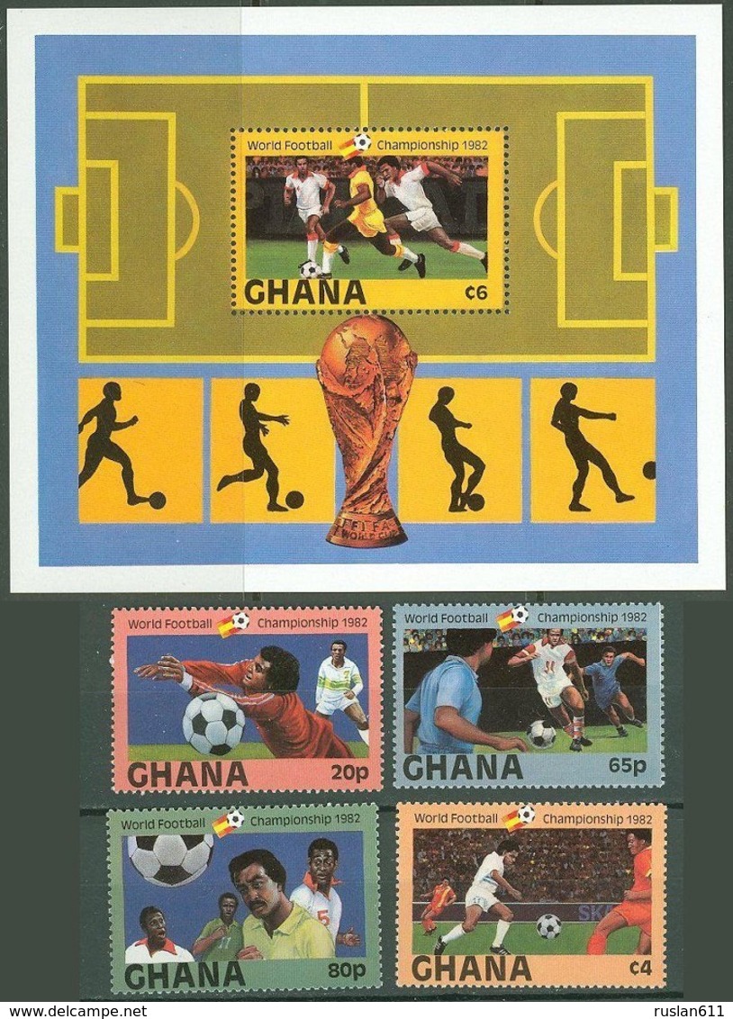 Soccer Football Ghana #945/8 + Bl 97 1982 World Cup Spain MNH ** - 1982 – Espagne