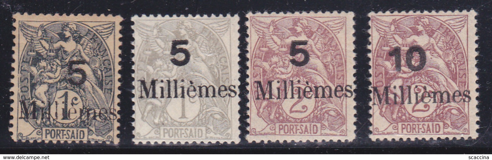 Porto Said -1921  Nuovi 4 Francobolli Yv. 61 ,61a, 62, 63  MLH* - Ongebruikt