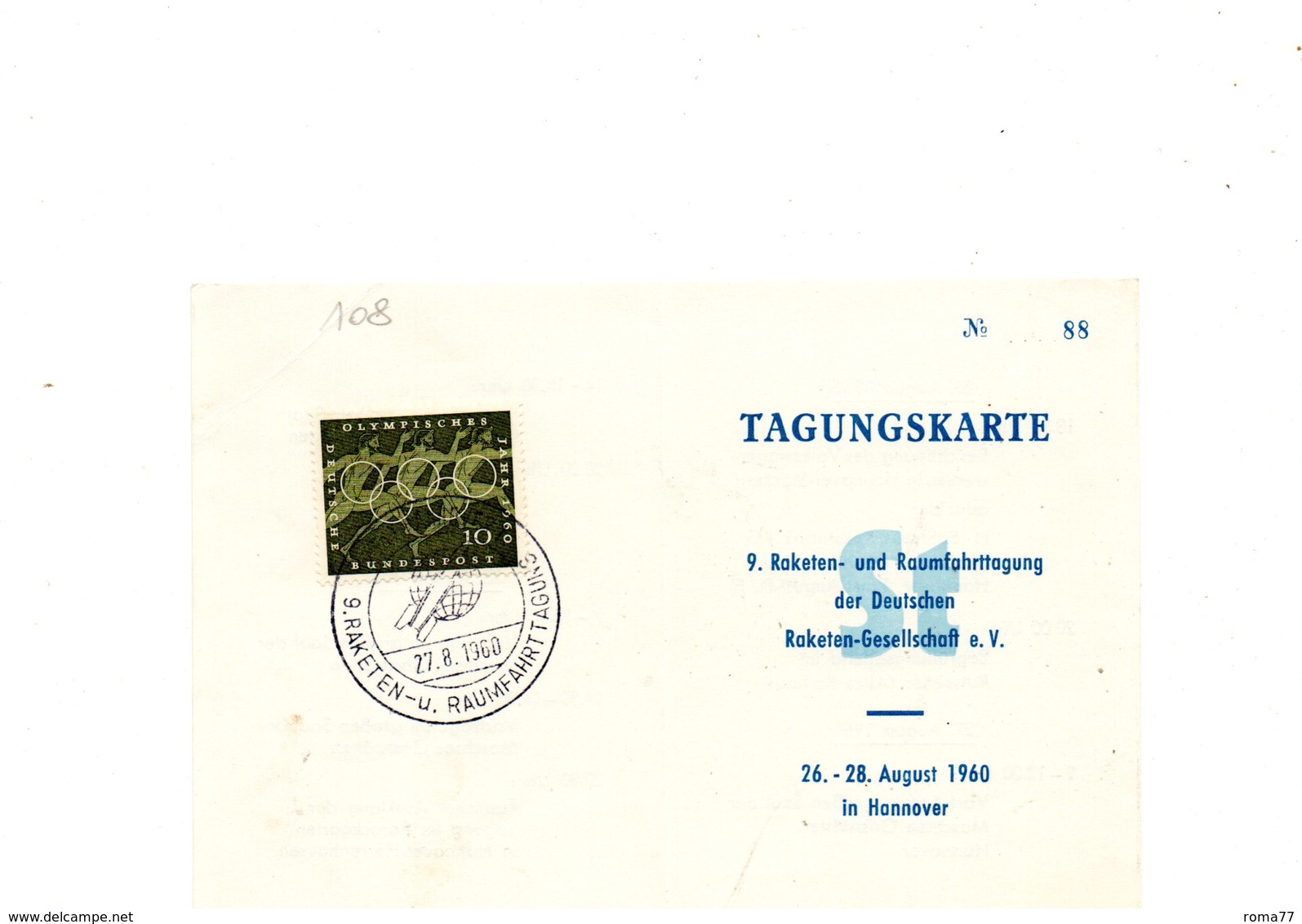 LAB108 - GERMANIA BUNDESPOST  Space,razzi Raketen : Cartoncino Commemorativo 27/8/60 - Europa