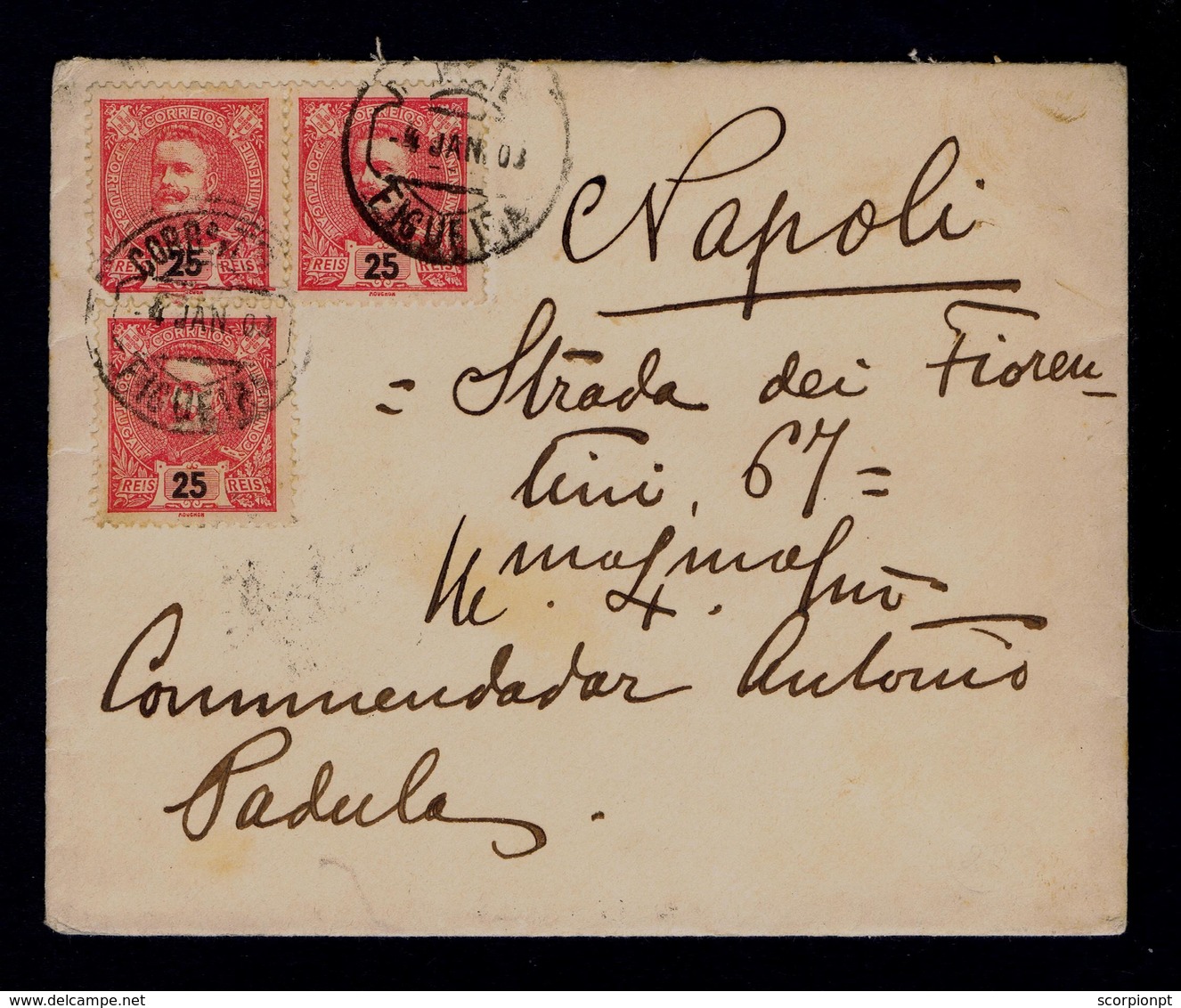 FIGUEIRA Napoli " Cover 1903 Portugal Sp5398 - Lettres & Documents