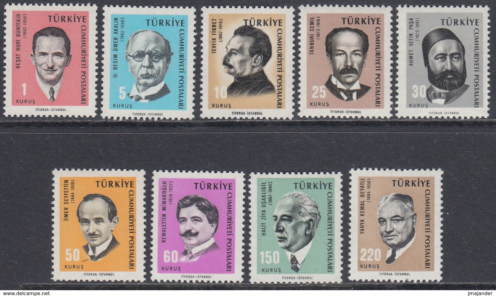 Turkey 1965 - Definitive Stamps Set: Personalities - Mi 1981-1989 ** MNH - Ungebraucht