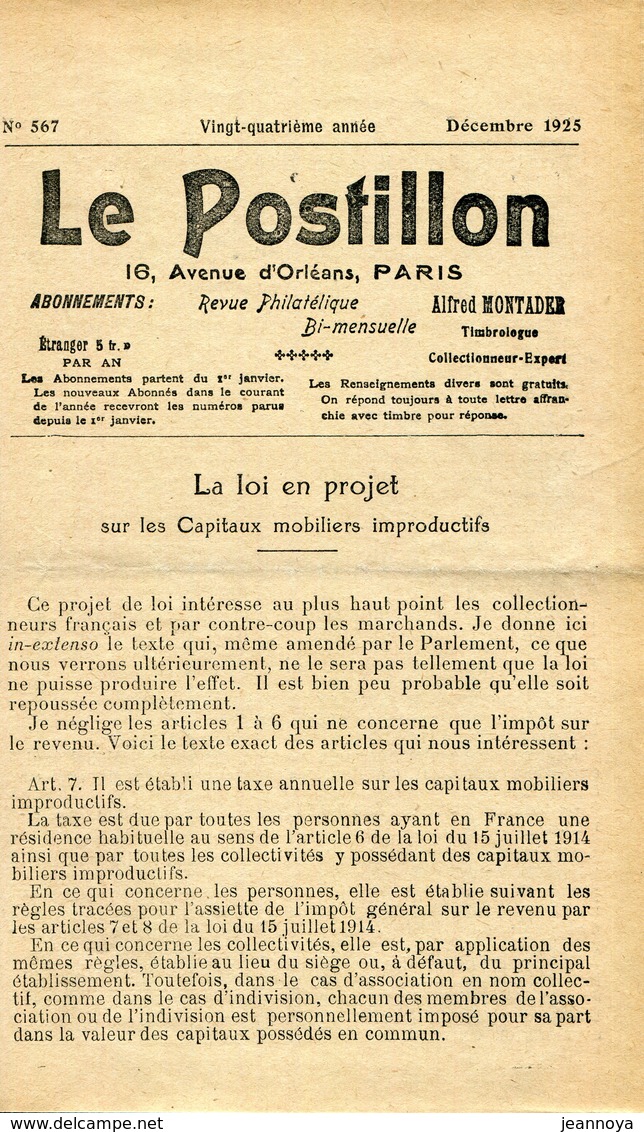 MONTADER A. - LE POSTILLON - 14 VOL. RELIÉS TOILE DU N° 1 LE 29/12/1901 AU N° 567 DE 12/1925 - COMPLET & UNIQUE AVEC EN - Français (jusque 1940)