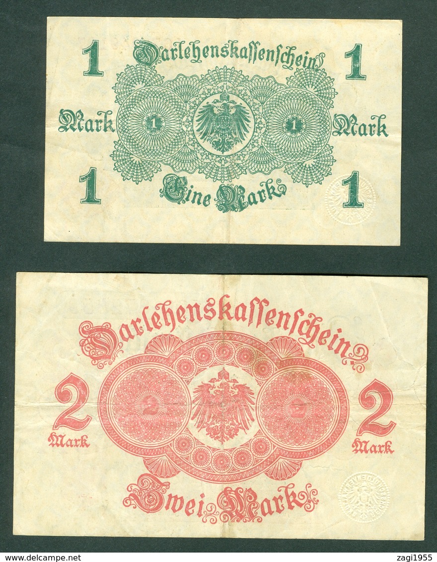 Germany 1918 - 1 Mark And 2 Mark - 2 Bills - Collezioni