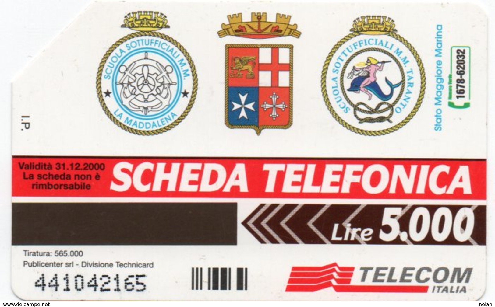 PHONE CARD-SCHEDA TELEFONICA-ITALIA-TELECOM-SCUOLE SOTTUFFICIALI-MARINA MILITARE - Armée