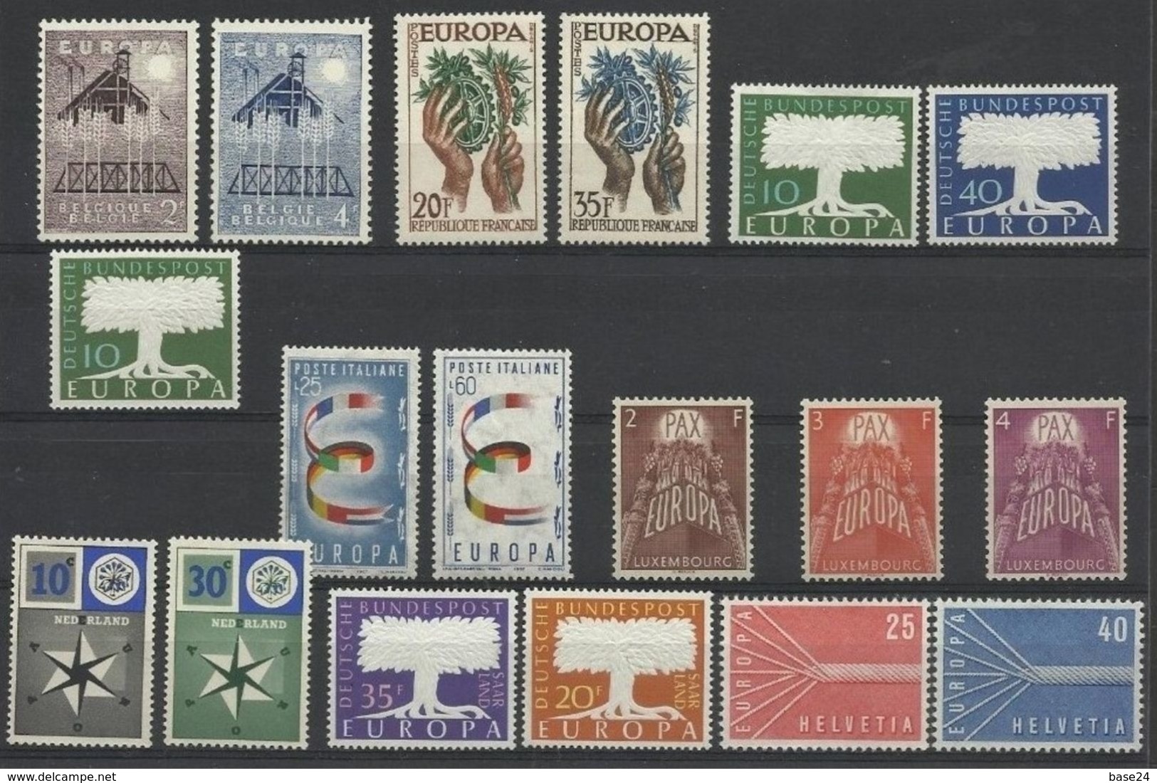 1957 EUROPA CEPT EUROPE  ANNATA  YEAR Di 18 Valori MNH** SOGGETTI DIVERSI - 1957