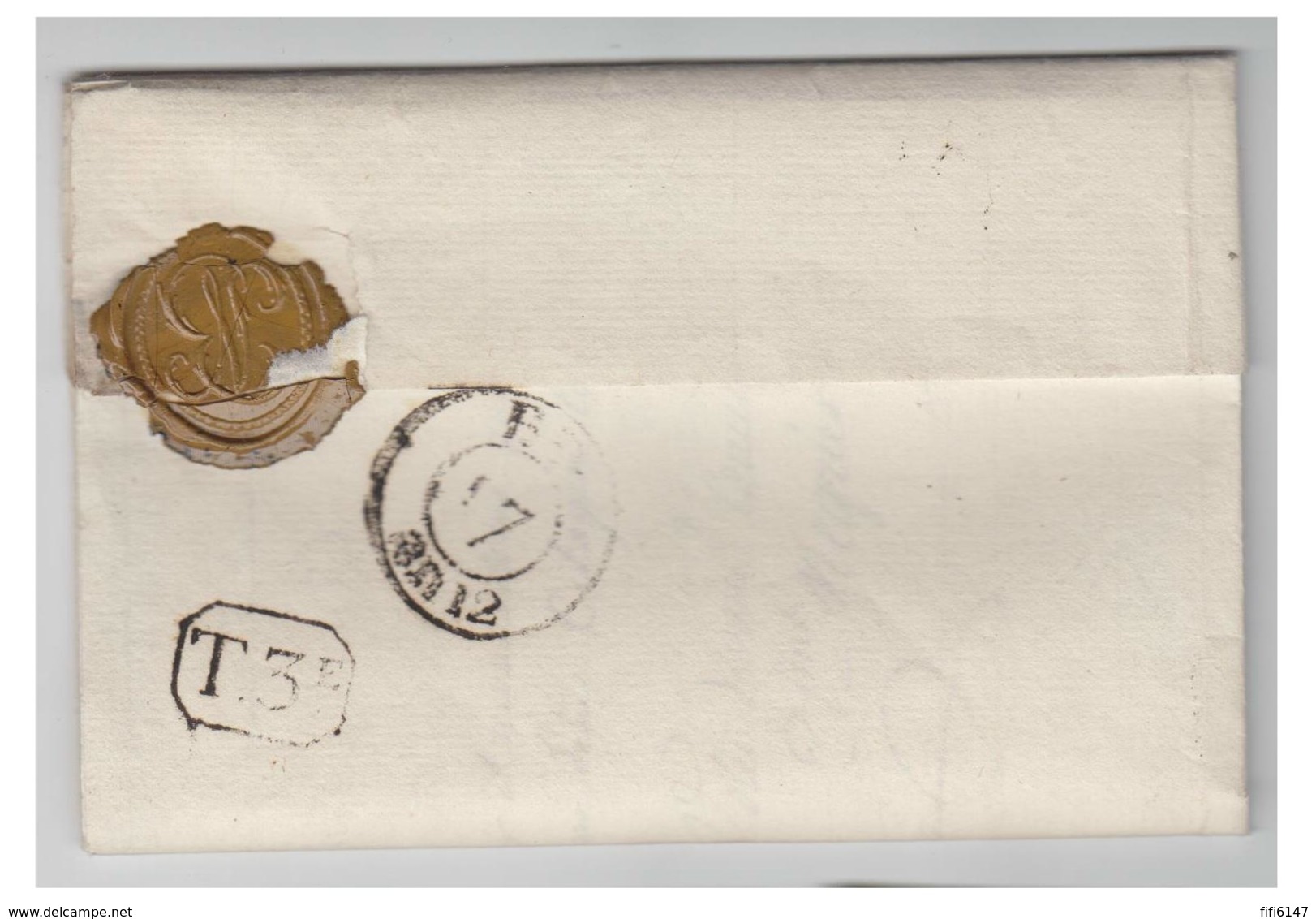 LETTRE  DU MANS POUR  PARIS  -- AN 12 -- 71/LE MANS -- RECTO  BUREAU T -- VERSO T.3E -- 17 FEV AN 12 -- - 1801-1848: Précurseurs XIX