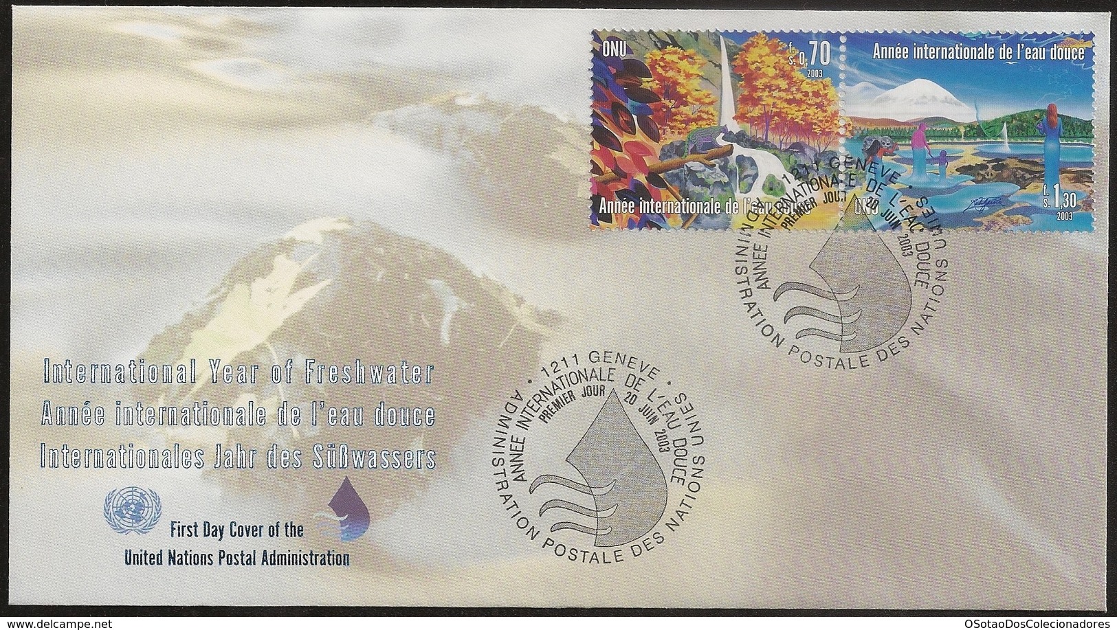 UNITED NATIONS - FDC 2003 International Year Of Freshwater - Cancel Geneve - Année Internationale De L'Eau Douce - Covers & Documents