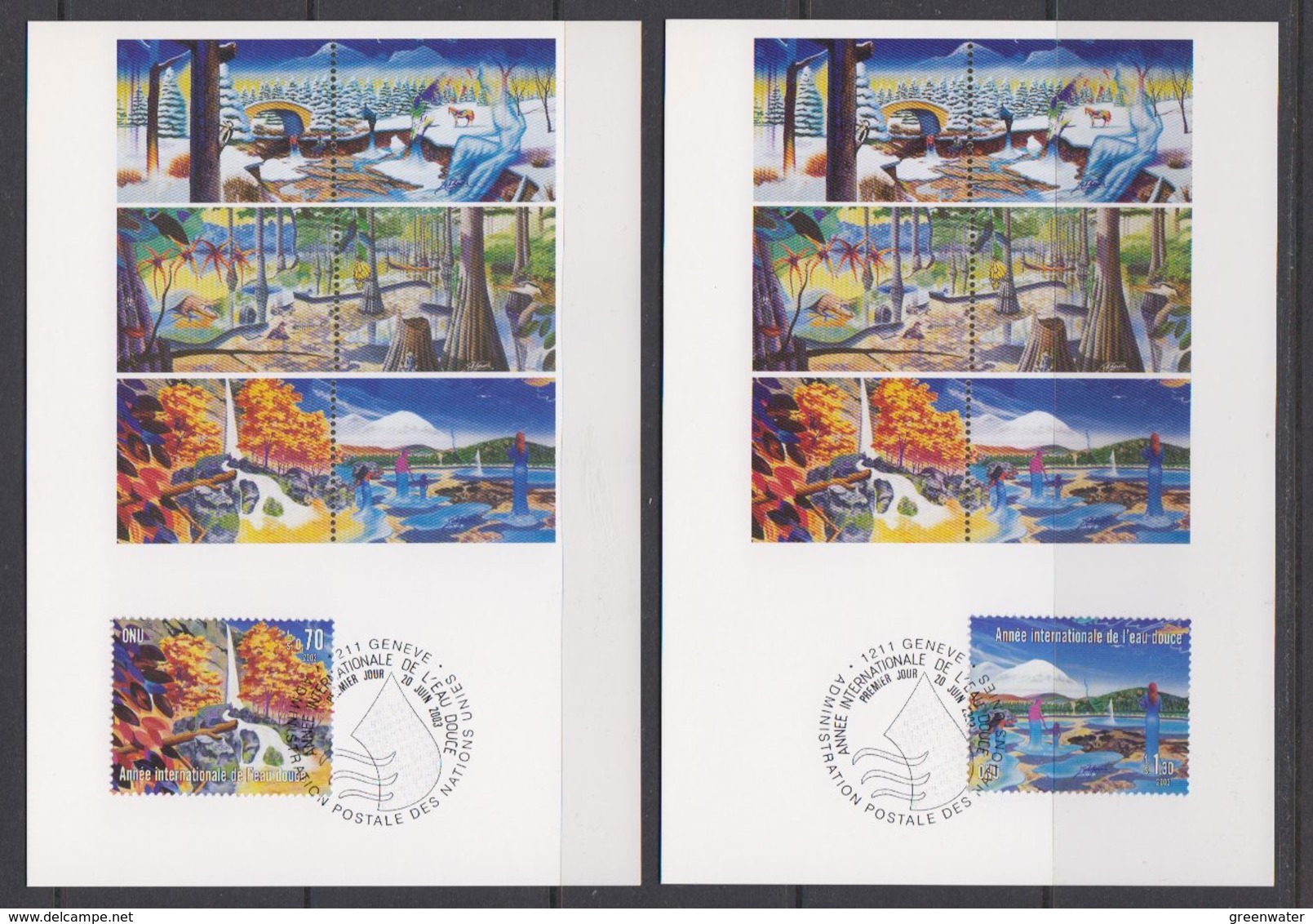 UNO Geneva 2003 Année Internationale De L'eau Douce 2v 2 Maxicards (40129) - Maximumkaarten