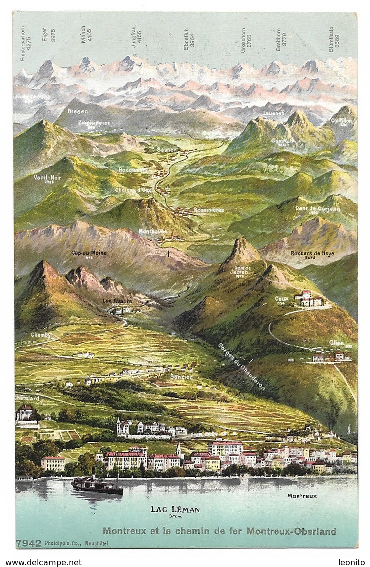 MONTREUX Oberland Chemin De Fer Montbovon Rossinières Rougemont Sonzier Caux.....ca. 1920 - Rossinière