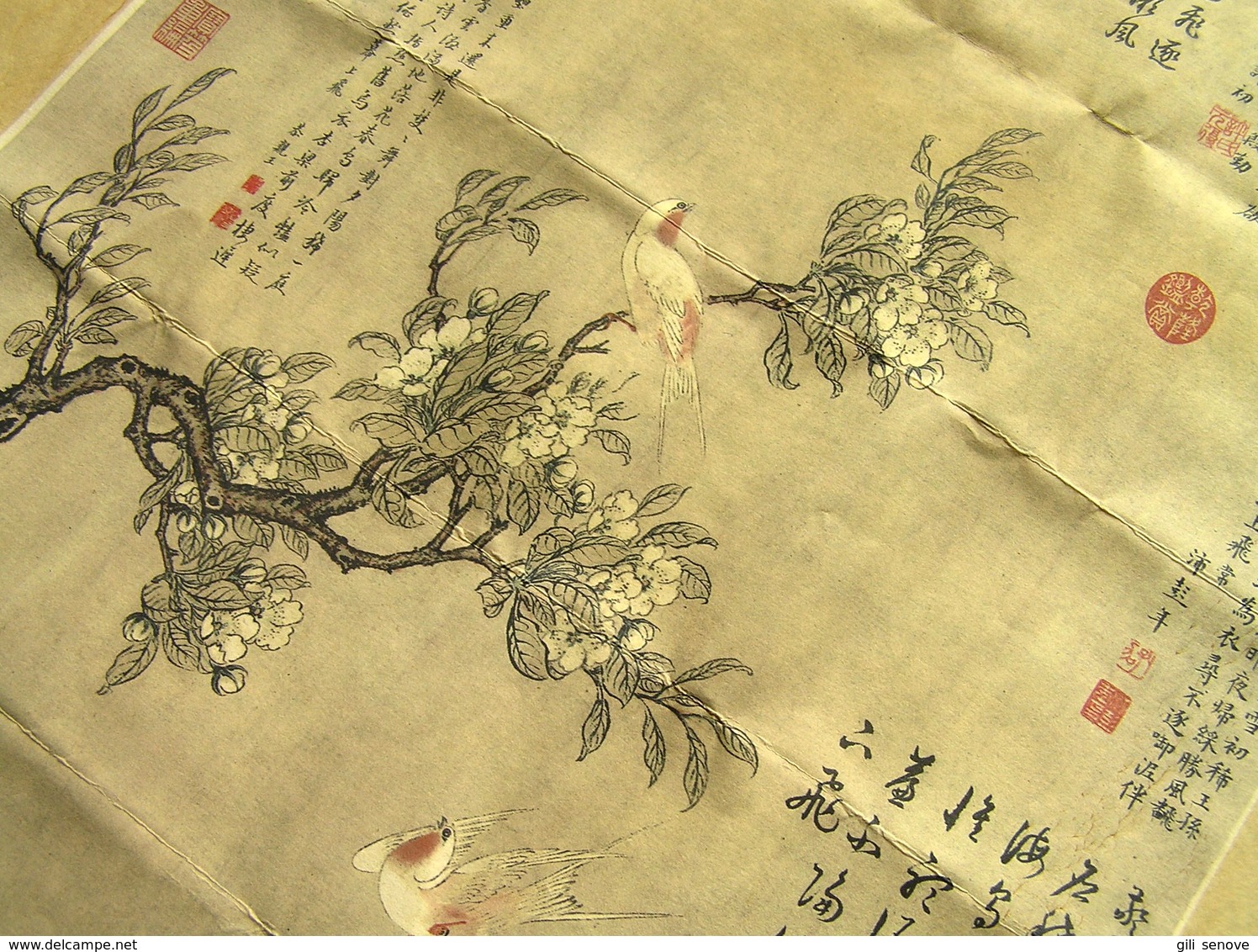 CHINESE MANUAL COLOURED DRAWING / PAINTING AND CALLIGRAPHY - Asian Art