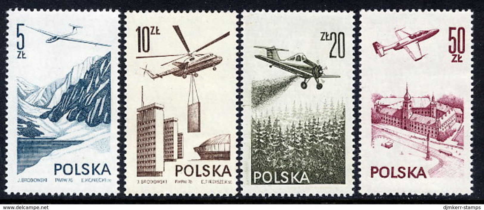 POLAND 1976-78 Airmail Set Of 4 MNH / **.  SG 2424-25b; Michel2437-38, 2484, 2540 - Neufs