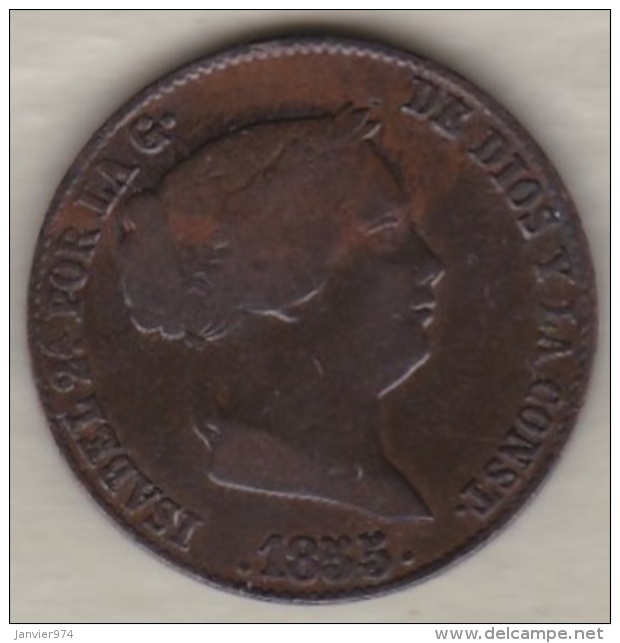 Espagne 25 Centimos De Real 1855 Segovia . ISABEL II, En Cuivre, KM# 615 - Erstausgaben