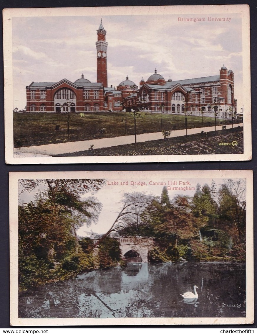 2 X OLD CARD BIRMINGHAM - University And Cannon Hill Park - Valentine's Series - Not Used - Birmingham