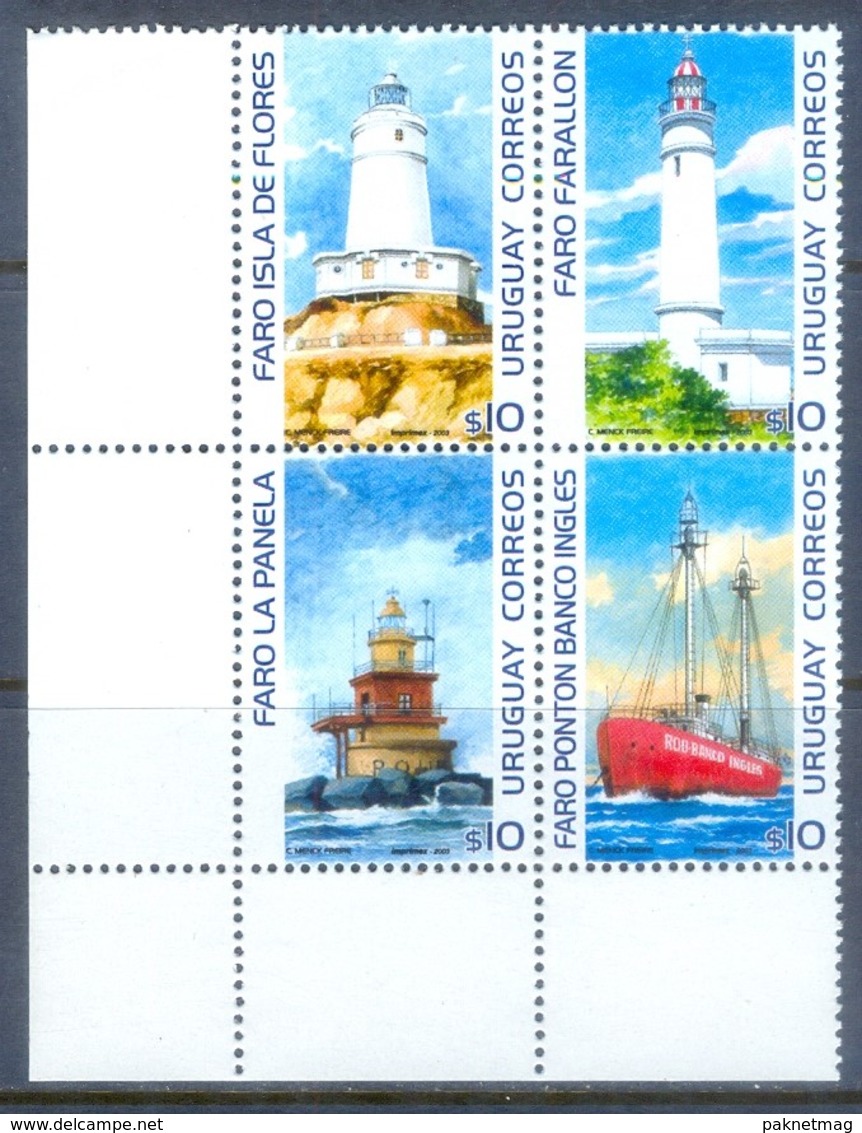 K88- URUGUAY 2003. LIGHTHOUSES. SHIP. - Vuurtorens