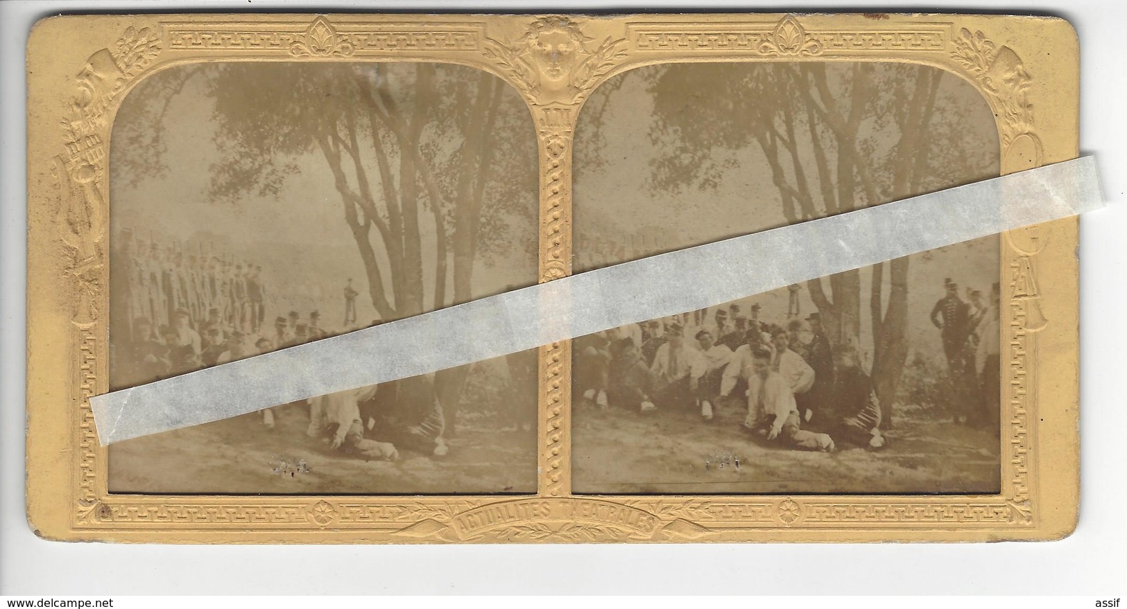 PHOTO STEREO Circa 1870 VILLENEUVE L'ETANG MARNES LA COQUETTE MILITARIA /FREE SHIPPING REGISTERED - Stereoscopic