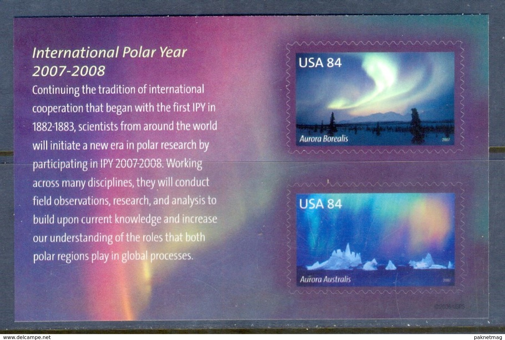 K93- USA 2007 International Polar Year Souvenir Sheet. - International Polar Year