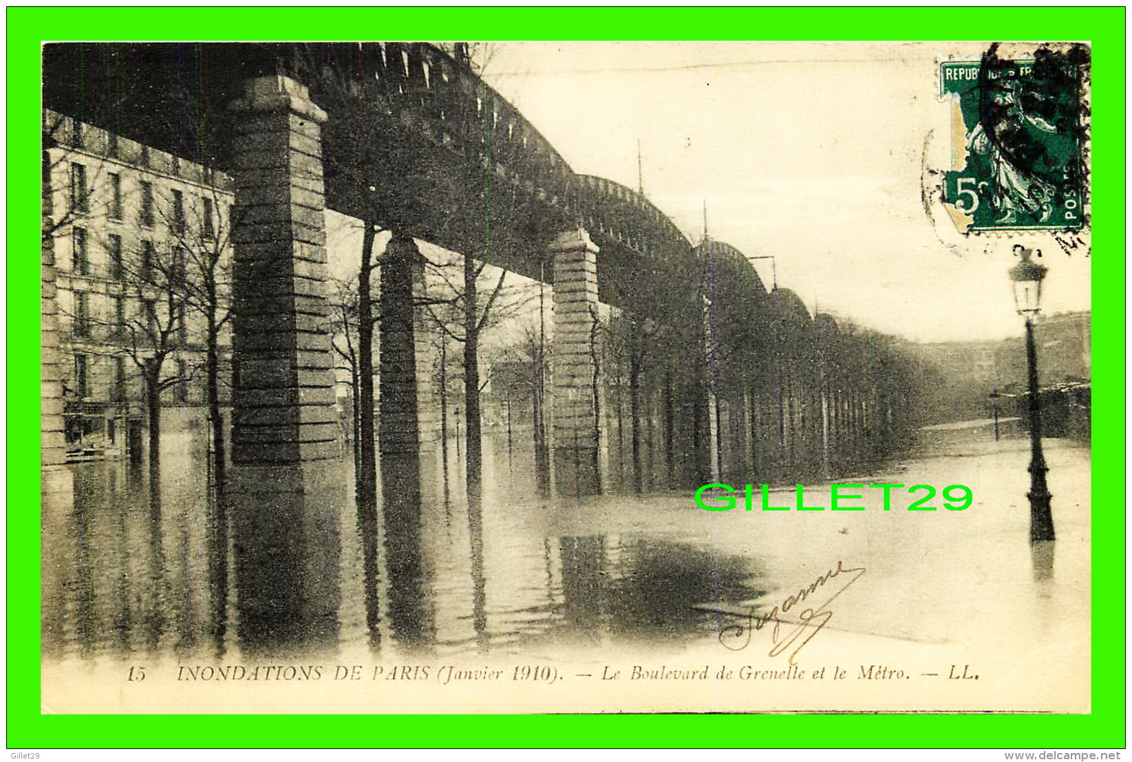 INONDATIONS  DE PARIS, JANVIER 1910 - LE BOULEVARD DE GRENELLE ET LE MÉTRO - LL. - CIRCULÉE - - Inundaciones