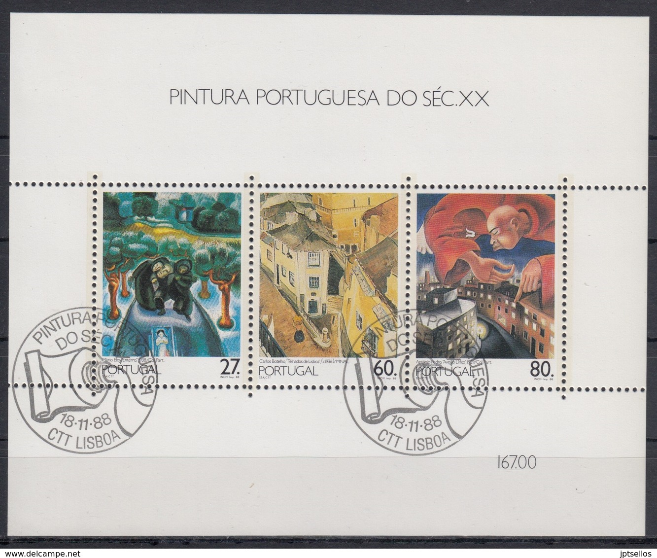 PORTUGAL 1988 HB-62 USADA (1º DIA) - Blocs-feuillets