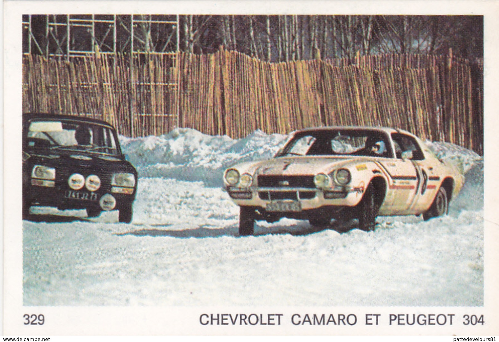 IMAGE 5 X 7,5  Sport Automobile Rallye Des Neiges Et Des Glaces CHEVROLET CAMARO Et PEUGEOT 304 - Autres & Non Classés