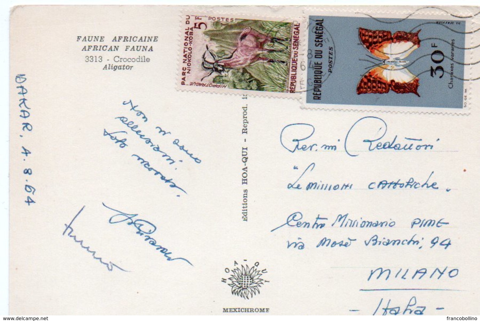 FAUNE AFRICAINE/AFRICAN FAUNA - CROCODILE/ALIGATOR /WITH SENEGAL THEMATIC STAMPS-PARK - BUTTERFLY - Senegal