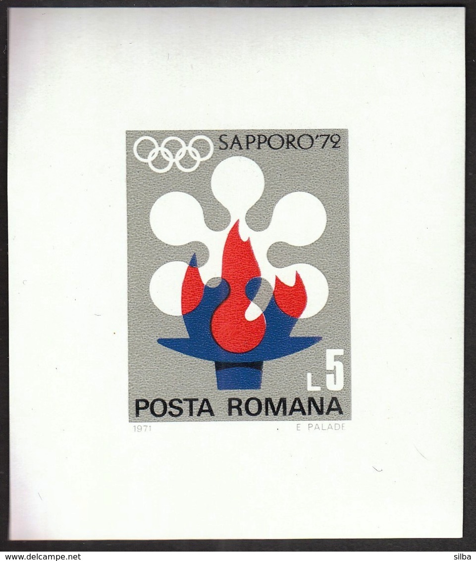 Romania 1971 / Olympic Games Sapporo 1972 / Flame / Mi Bl 91 / MNH - Winter 1972: Sapporo