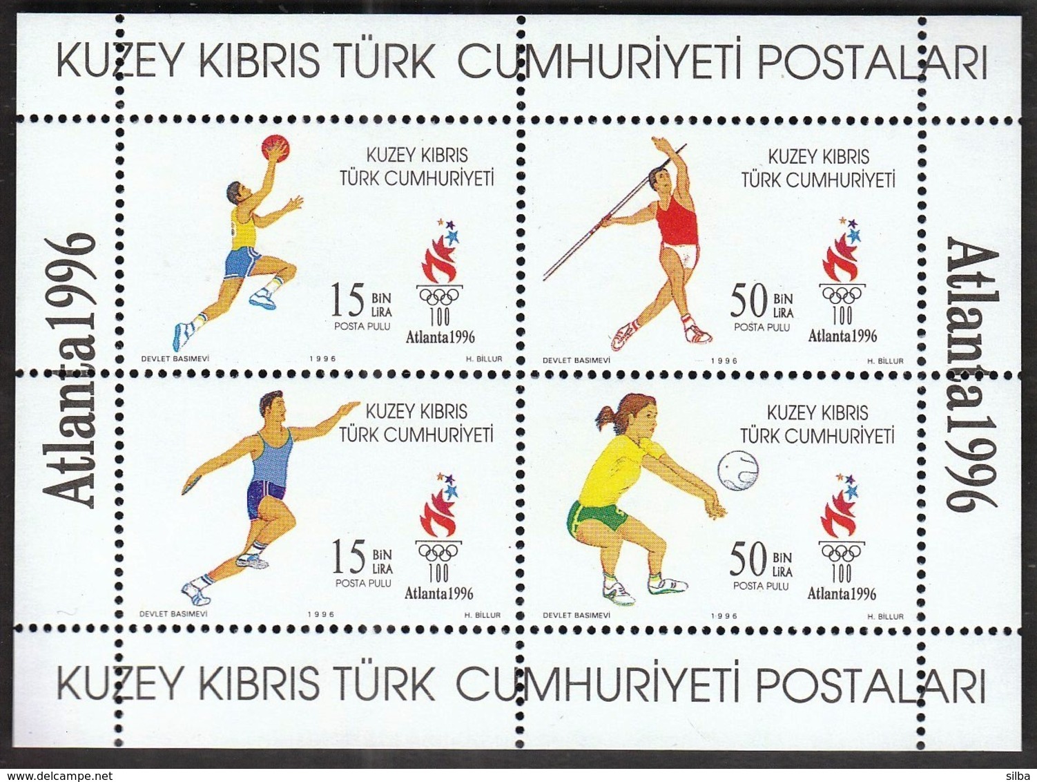 Turkish Cyprus / Olympic Games Atlanta 1996 / Basketball, Athletics, Volleyball / Mi Bl 16 / MNH - Ete 1996: Atlanta