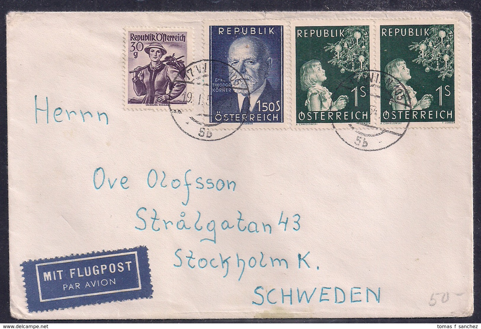 Österreich - 1956 - Brief - Nach Schweden Geschickt - Lettres & Documents