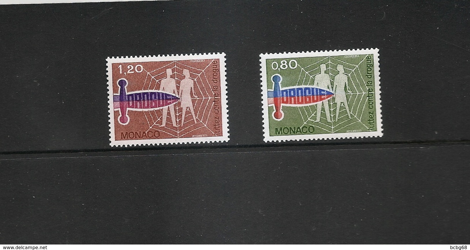 MONACO Fight Against Drug Abuse 1976 Scott 1045-46 Yvert 1074-75 - Unused Stamps