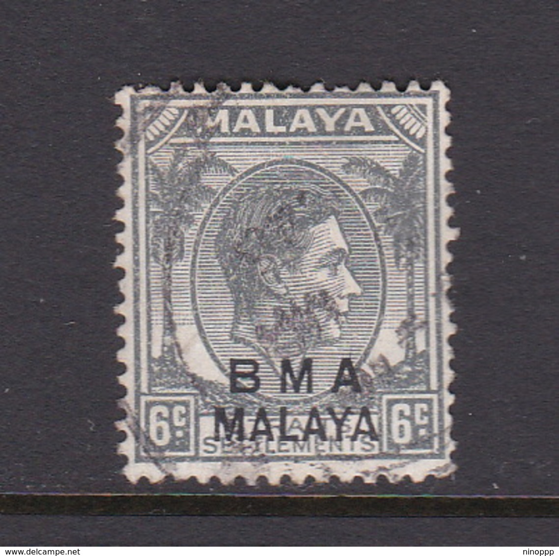 Malaya B.M.A  SG 6 1945 British Military Administration,6c Grey,used - Malaya (British Military Administration)