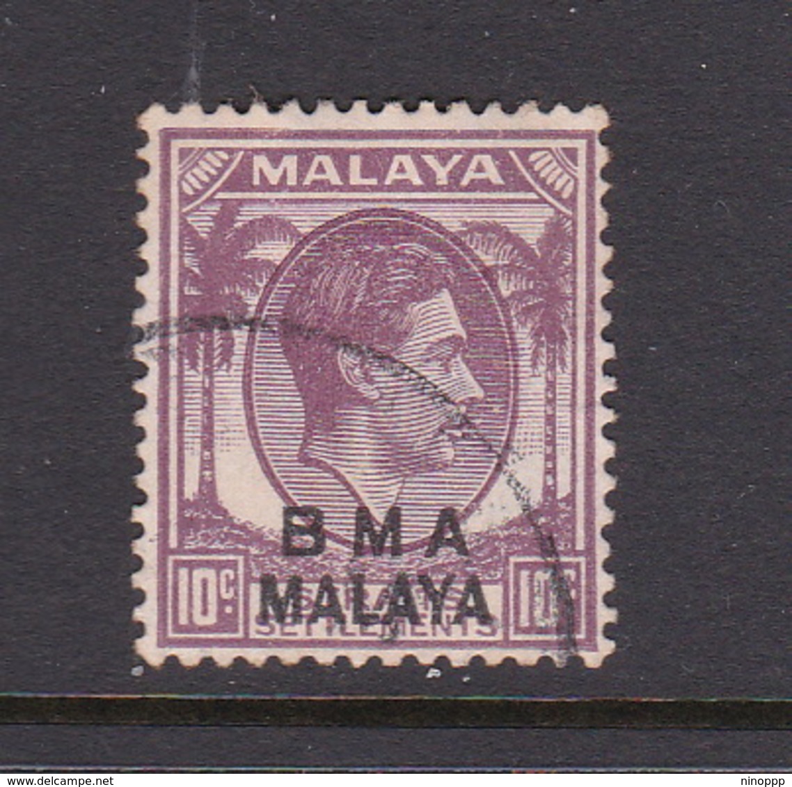 Malaya B.M.A  SG 8 1945 British Military Administration,10 Purple,used - Malaya (British Military Administration)