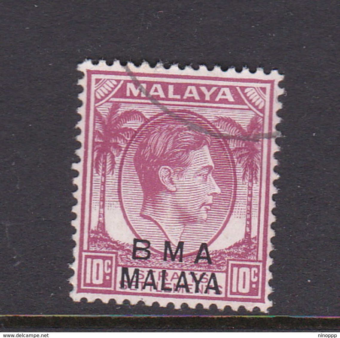 Malaya B.M.A  SG 8c 1945 British Military Administration,10 Magenta,used - Malaya (British Military Administration)