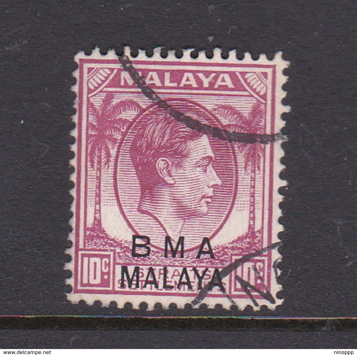 Malaya B.M.A  SG 8c 1945 British Military Administration,10 Magenta,used - Malaya (British Military Administration)