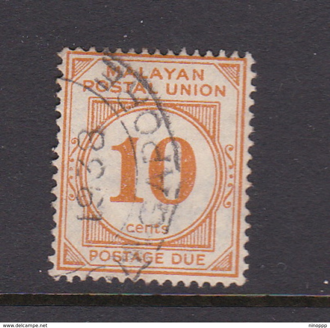 Malayan Postal Union D14 1936 Postage Due 10c Yellow-orange, Perf 14,used - Malaya (British Military Administration)