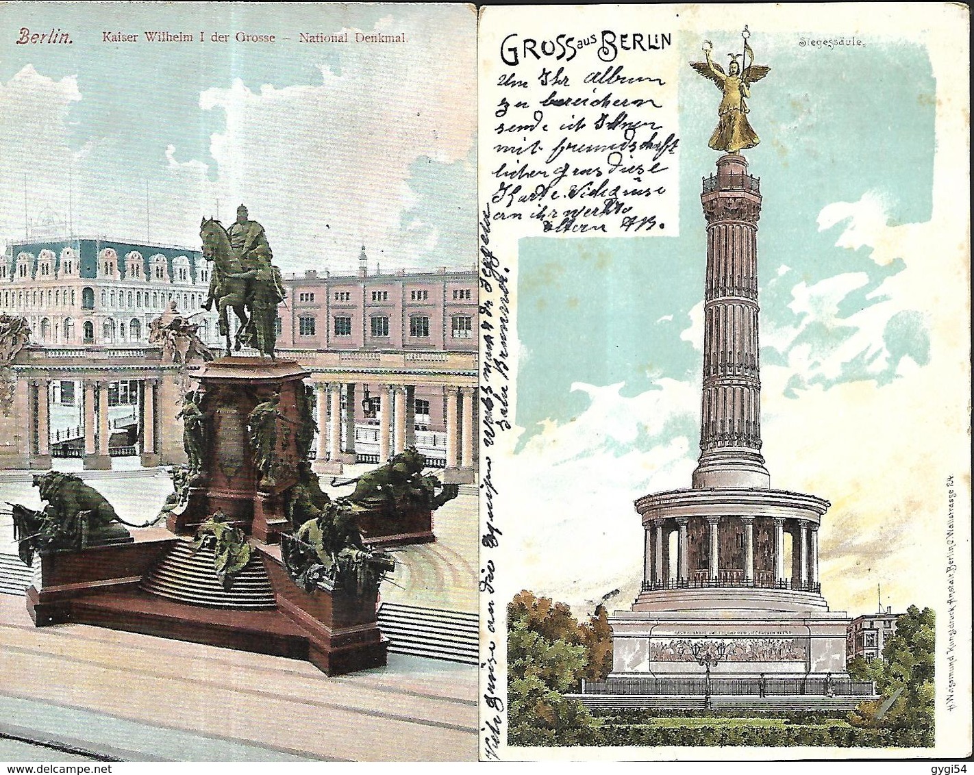 BERLIN   Gruss Aus UND Denkmal  2 AK - Friedrichshain