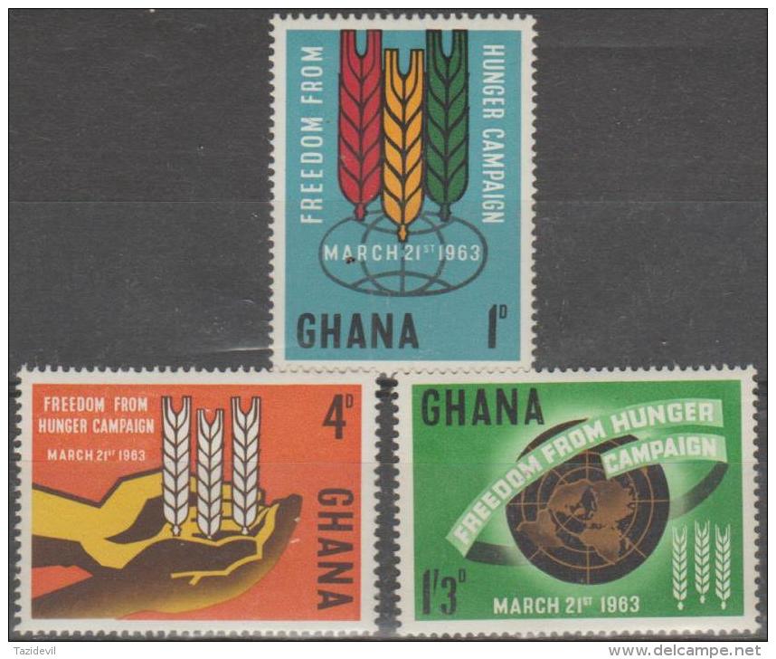 GHANA - 1963 Freedom From Hunger. Scott 132-134. MNH ** - Ghana (1957-...)