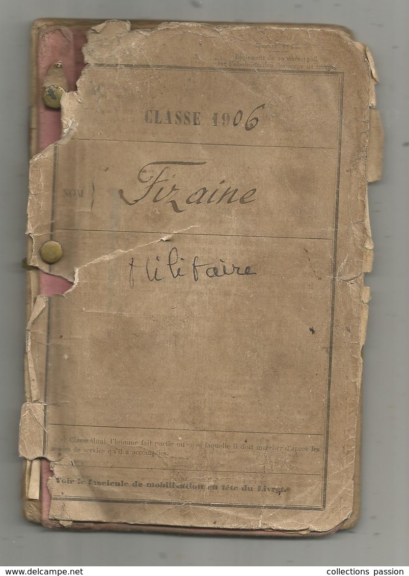 Livret Militaire , Militaria , Classe 1906 , VERDUN , 61 E Régiment D'artillerie , Frais Fr 1.95 E - Unclassified