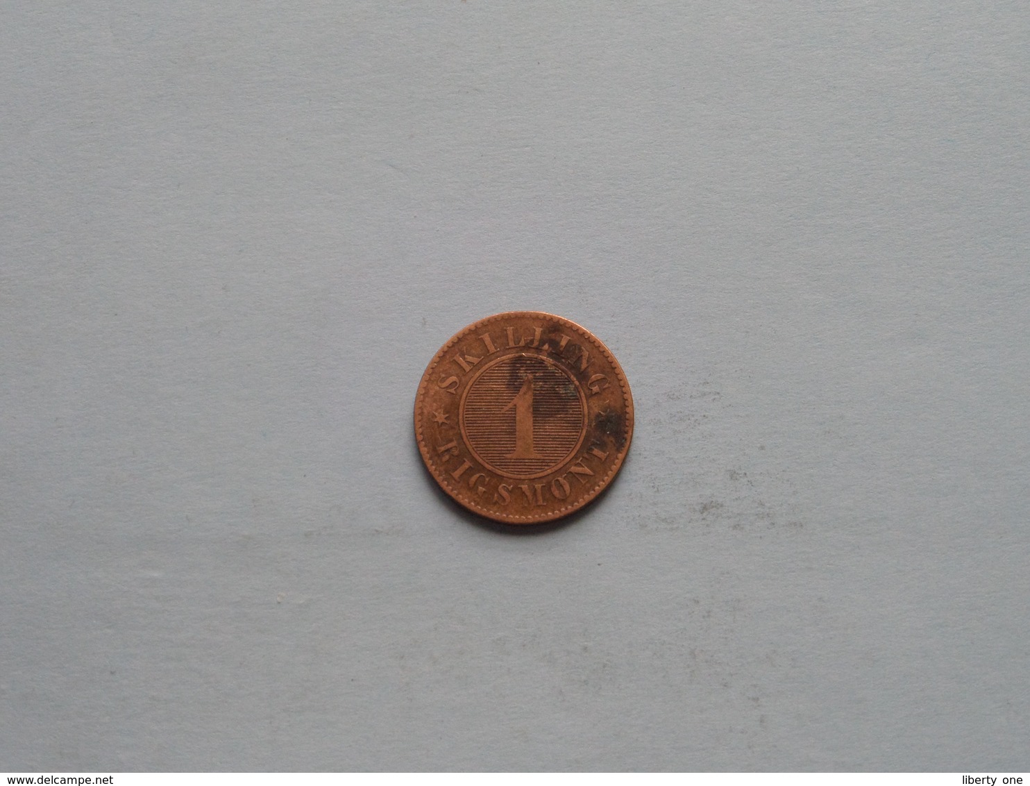 1860 Rigsmont - 1 Skilling / KM 763 ( Uncleaned Coin - For Grade, Please See Photo ) !! - Denmark